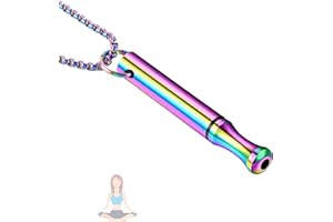 Bubuny Stress Relief Necklaces, Anxiety Necklace Breathing for Stress Relief Mindful Necklace for Breathing Exercises Meditation Gift for Women Men Steel Breathing Necklace Anxiety Whistle Necklace