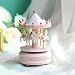 Grandey Music Box, Wooden Merry-Go-Round 4-Horse Music Box Baby Kids Children Christmas Birthday Gift Carousel Music Box (Pink)