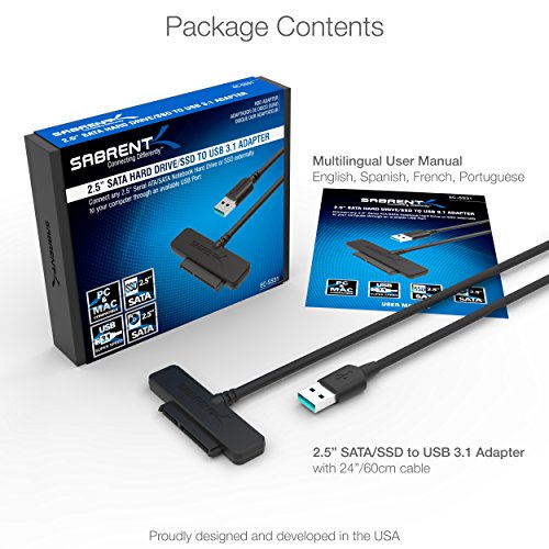 Sabrent USB 3.1 (Typ-A), um SSD / 2,5-Zoll-SATA-Festplatte Adapter [Optimiert für SSD, Unterstützt UASP SATA III] (EC-SS31) - 5
