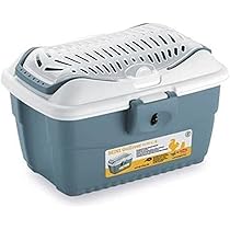 lionto hondentransportbox van stevig gerecycled kunststof, 55x36x36 cm, transportbox met handig sluitsysteem & handvat, ook geschikt voor katten & kleine huisdieren, tot 15kg, antraciet