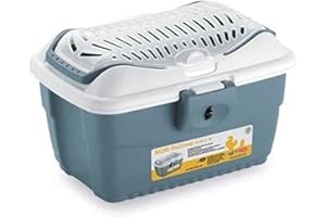 Stefanplast Mini Gulliver Transportbox für Kleintiere wie Hasen, Kaninchen, Hamster, Meerschweinchen usw., in blau, 40x30x24cm