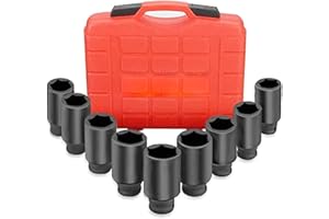 JOMAFA Juego De Vasos De Impacto 1/2" 6 Caras Para Bujes 29mm 30mm 31mm 32mm 33mm 34mm 35mm 36mm 38mm, 9 unidades