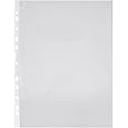 Amazon Brand - Solimo Transparent Document Sleeves, Leaf Sheet Clear Certificates/Waterproof Sheet Protectors 11 Holes Punched Ring Files (A4 Size) (150 Micron, A4)