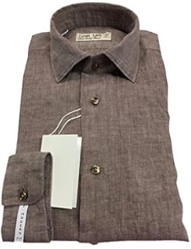 ICON LAB 1961 camicia uomo moro lavato manica lunga 100% lino vestibiità slim