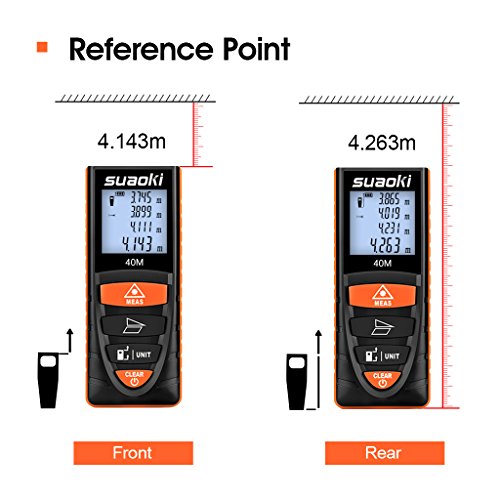 SUAOKI D8 Laser-Entfernungsmesser 0.2~40M ,+/- 2mm Messgenauigkeit , Laser Distanzmessgerät mit LCD Display Entfernungsmessergerät - 4