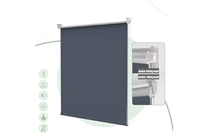 HOMEDEMO Store Enrouleur Occultant Isolant Thermique Opaque Bleu Foncé 75x170cm Rideau occultant Fixation avec ou sans perçage