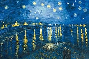 1art1 Vincent Van Gogh Póster Impresión En Lienzo Noche Estrellada sobre El Ródano, 1888 Cuadro En Bastidor De Camilla De Madera | Mural XXL | Imagen 120x80 cm