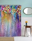 A.Monamour Duschvorhänge Aquarell Blume Bunte Blumen Bokeh Gesprenkelte Hintergründe Drucken Wasserdicht Mehltau Resistenten Stoff Polyester Bad Vorhänge Duschvorhang Mit Haken 150X180 Cm / 60 'X72'