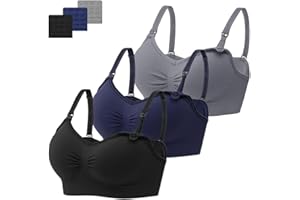 HBselect 3 PCS Reggiseno Allattamento con Estensione Reggiseno Bra Donna Morbido e Traspirante Reggiseno Senza Ferretto e Senza Cuciture
