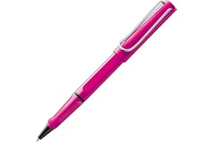 Lamy safari pink - Stylo roller avec grip ergonomique et largeur de trait M - pour une écriture longue et agréable - en plastique robuste ASA - avec recharge roller M 63 en bleu