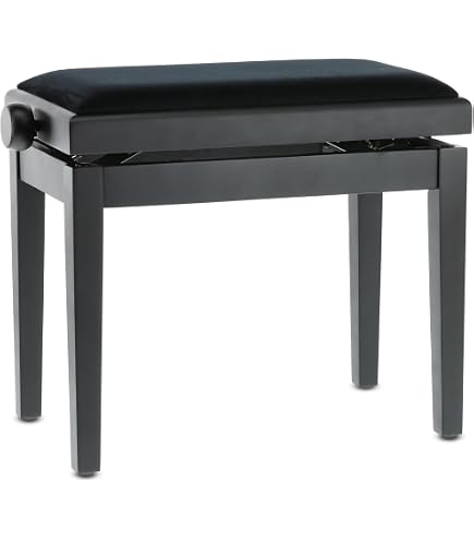 Banc De Piano CAHAYA En Bois Massif Avec Rangement - Tabouret Rembourré 56x34cm Capacité 150kg