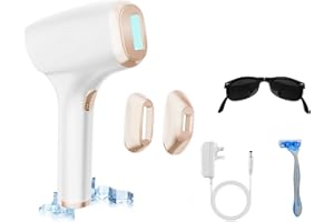 Gxpjycfob Epilatore Luce Pulsata 3 in 1, HR/RA/SC Epilatore Laser, 2 modalità, 9 Livelli di Energia, Laser Peli Donna, Epilatore Laser IPL per Uomo e Donna Viso, Ascelle, Bikini e Ascelle