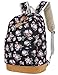 Produktbild Retro Blumen Rucksack für Outdoor Camping Picknick Außflug Sports Uni Rucksack Schultasche (Flora Schwarz)