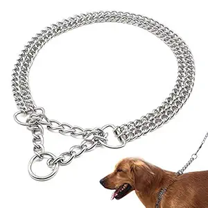 Woofy Chrome Stainless Steel Dog Choke Chain - 24 Inch Collar Steel (2 Layer)