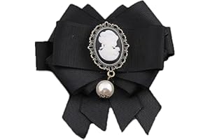 IMINI Vorgebundene Brosche mit großer Schleife, viktorianische Damen-Kamee-Kunstperlen, baumelnd, Clip, Krawattenhalsband, Schmuck, Modeschmuck für Frauen, Geschenke