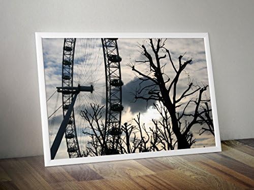 London Eye and Tree Silhouette Southbank London. City Skyline Large Oversized Photo Artwork