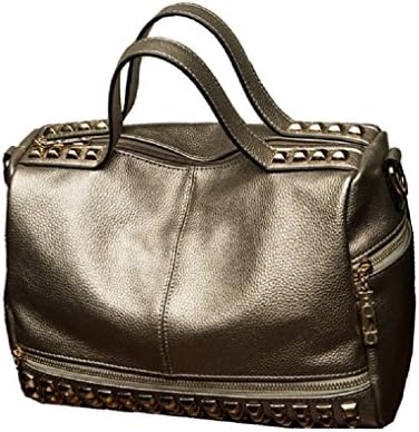 HandbagCrave Dora Leatherette Rivets Shoulder Bag Hobo Bag (Silver)