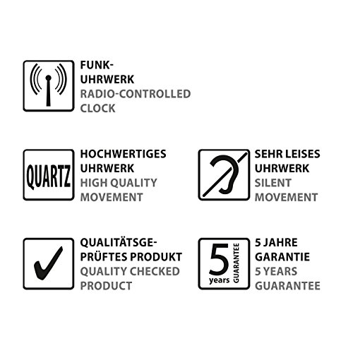 Sigel WU113 moderne, große Design Funk-Wanduhr, Modell ondo, schwarz, Ø 36 cm, reddot design award 2014 Gewinner - 8