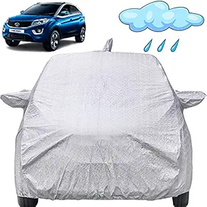 Autofact Waterproof Car Body Cover Compatible with Tata Nexon - 2017 to 2021 with Mirror and Antenna Pockets (Shinning Silver)