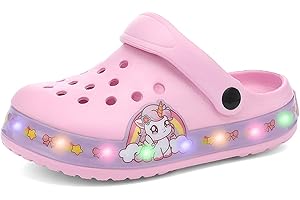 XINGHUANHUA Bambini LED Zoccoli Ragazzi Pantofole Ragazze Carino Scarpe da Giardino Traspirante Leggero Sandali Scarpe da Bagno Antiscivolo EU 24-35