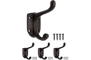Fuxxer® Rustykalne żelazne haczyki do garderoby, wieszaki ścienne, żeliwne wzornictwo, vintage, retro, czarny, 11 x 8 cm, zestaw 3 szt