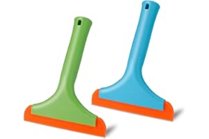 Heyu-Lotus 2 Stücke Silikon Fensterabzieher Auto Scheibenabzieher Klein Duschabzieher Fenster Abzieher für Autofenster, Spiegel, Glas, Küchen, Badezimmer(Blau+Grün)