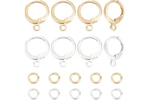 Beebeecraft 20Pcs 2 Colors Leverback Earring Findings 925 Sterling Silver & Real 18K Gold Plated Round French Earring Hooks with 20Pcs 4mm Jump Ring for Jewellery Making Ear DIY Crafts Accessories