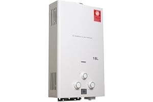 NICCOO Scaldabagno a Gas, 18l 36kw Di Petrolio Liquefatto Scaldabagno A Gas Propano/Gpl, Scaldabagno Istantaneo Senza Serbatoio Con Kit Doccia, Per Casa, Camper Ed Esterni, Bianco