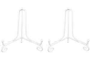Tincogo Metal Plate Stands for Display - 6-Inch Adjustable Easel Holders for Decorative Plates, Picture Frames and Books - White (2-Pack)