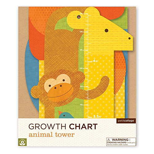 Petit Collage Folding Growth Chart | Safari Animal Tower
