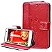 Produktbild SMART LEGEND Samsung Galaxy S7 Edge Hülle Lederhülle Schmetterling Weinstock Premium Schutzhülle Wallet Case Rot Muster Handyhülle Design Etui Brieftasche Ledertasche mit Handschlaufe Neu Zubehör im Bookstyle Cover Schale mit Ständer Standfunktion Etui Karten Slot und Magnetverschluss Flip Case