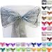 Produktbild TtS 100pcs 22cm x 280cm Organza Schleife Stuhlhussen Stuhl Schärpe Band Organza Schleifenband Dekorativ für Hochzeit Jahrestag Partys (silbergrau)