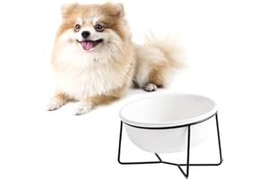 AHX Gamelle Chat Chien - Gamelle Chat Surélevée et Inclinée avec Support - Gamelle pour Chat et Petit Chien Choit en Ceramique - Anti Vomissements Orthopédique Bol pour Eau et Nourriture - 450ml