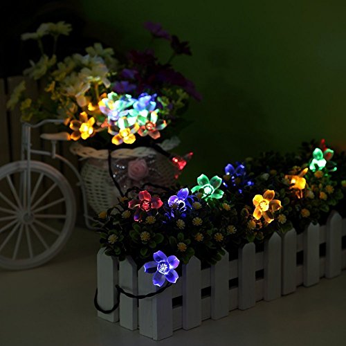 Led Solar Lichterkette Blüten, (7M) 50 LED Wasserdicht Weihnachtsbeleuchtung Außen für Garten, Bäume, Terrasse, Weihnachten, Hochzeiten, Partys, Innen- und (Mehrfarbig) - 4