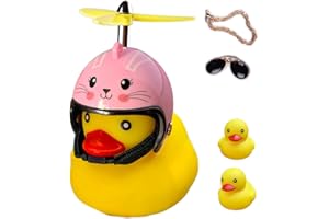 ACEDOAMARE Duck Bike Bell, Cute Rubber Yellow Duck Bicycle Accessories with LED Light Propeller Helmet Squeeze Horns for Cycling Motorcycle Car Handlebar Bicycle