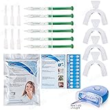Teeth Whitening Kit 6 Gel,LED Lazer Light, X4 Mouth Trays + Free Teeth Shade - Professional Teeth Bleach Whitening KIT