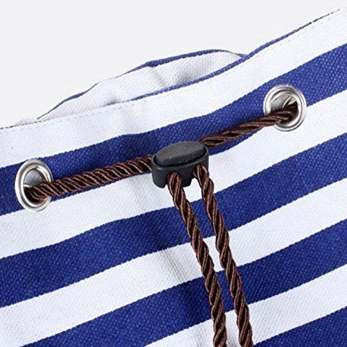 BESTOPE® Neu Modische Unisex Canvas Schultasche Rucksack Super Streifen Schule Hochschule Laptop-Tasche Schulrucksack Daypack Wanderrucksack Schultasche Rucksack für Mädchen Jungen Studenten (Blau) - 4