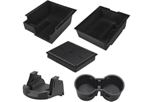 TEL CHARME * Center Console Organizer Tray Set Compatible with Tesla Model Y 2021-2024/ Model 3 2021-2024, Armrest Organiser Tray, Glove Box, Hidden Storage Box, Car Phone Holder