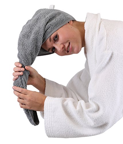 Betz Turban Handtücher Haarturban Kopftuch 100% Baumwolle Frottier Farbe: grau - 3