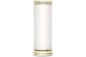 PLUSH ADDICT Gutermann Sew-All General Purpose Polyester Thread for Hand or Machine Sewing, Embroidery and Stitching - Colour WHT - 1 x 100m Spool