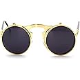 Steam Punk Clamshell Sunglasses Round Vintage Retro Designer For men women