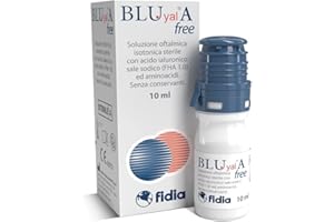 Fidia Farmaceutici Blu Yal A Free Collirio | Soluzione Oftalmica Isotonica Sterile con Acido Ialuronico Sale Sodico e Aminoacidi | Flacone da 10 ml con Contagocce OSD| Idrata e Lubrifica l’Occhio