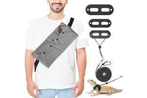 CQJ Small Animal Sling Carrier for Bearded Dragons, Lizards & Reptiles - Grey, Medium, 17x8 Inches, Button Closure, Indoor & Outdoor Use