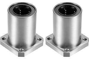 HIPICCO Linear Ball Bearings, LMK25UU 25mm Square Flange, Double Side Rubber Sealed, Carbon Steel, Black, 2 Pack