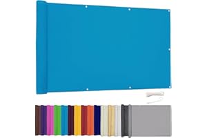 Lingle888 Balkon Sichtschutz PB2 PES blickdichte Balkonumspannung mit Ösen und Kabelbinder 8 Tage geliefert - in div.20 Größen & 14 Farben 420D(Blau,0.7x7m)