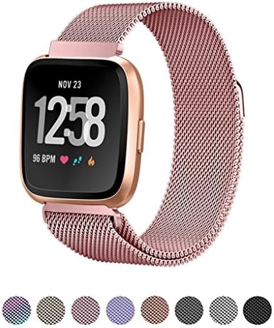Mliya Strap for Fitbit Versa Straps Milanese Stainless Steel Loop Metal Replacement Accessories Bracelet Strap with Unique Magnet Lock Large Small Silver Black Gold Rose Gold