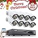 Price comparison product image SANNCE 8CH 1080P POE NVR Security Camera Systems with 8pcs 1080P Indoor/Outdoor IP Surveillance Camera,Day/Night Vision, IP66 Weatherproof , Email Alert with Picture,Cloud Storage,Face Detect/Motion Detect(White), NO HDD