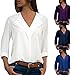 Produktbild Blusen Damen Langarmshirt Frauen Chiffon Hemd T-Shirt Mode Pullover Solid Büro Blusenshirt Plain Roll Ärmel Bluse Tops Oberteile Sweatshirt,ABsoar