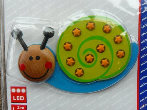 Preisvergleich Produktbild Kinder LED-Nachtlicht "Schnecke" aus Holz mit 3x LED + Schalter