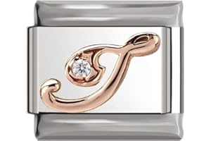 Italian Charms Rose Gold Letter A-Z Charm Link fits all 9mm Bracelet - UK stock
